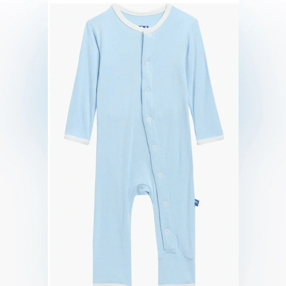 NEW…KicKee Pants Blue I Heart Snap Romper